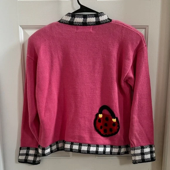 Berek2 Pink Cardigan with Checkered Trim - Picture 7 of 13